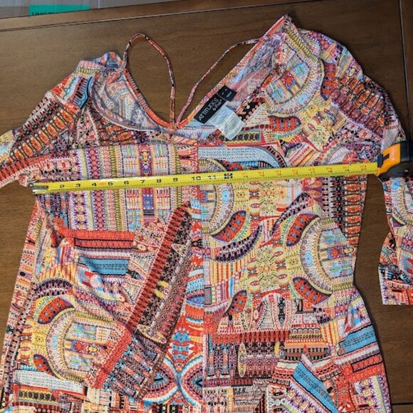 Attitudes by Renee Regular Printed Como Jersey Jumpsuit Orange Boho XL - Picture 2 of 4